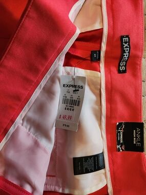 Express Women's Coral Pink Ankle High-Rise Pants